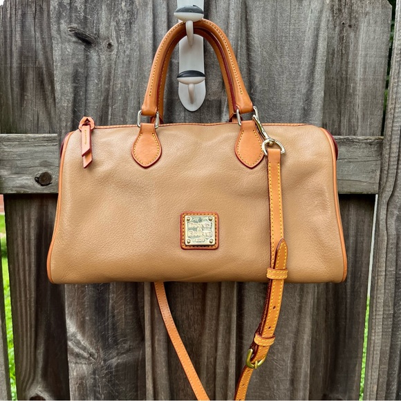 Dooney & Bourke leather barrel satchel in camel - Picture 3 of 15